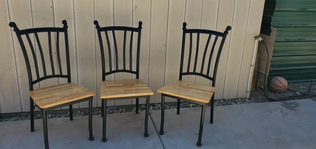 3 Wood/ Metal Chairs
