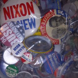 Bag Full Of Original Political Collectible Pins 