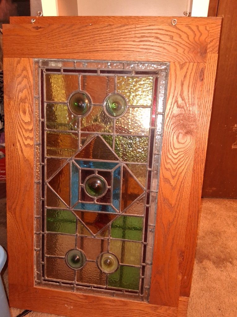 Antique Hand Made Stained Gkass Panels