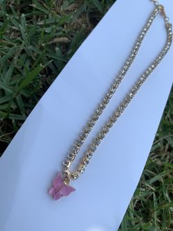 Butterfly necklace with rhinestones