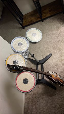 Xbox 360 Rock Band Drum Set & The Beatles Hofner Bass Guitar Controller