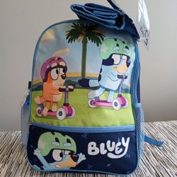 Bluey and Bingo Scooter Backpack with Water Bottle 5 Piece Set 