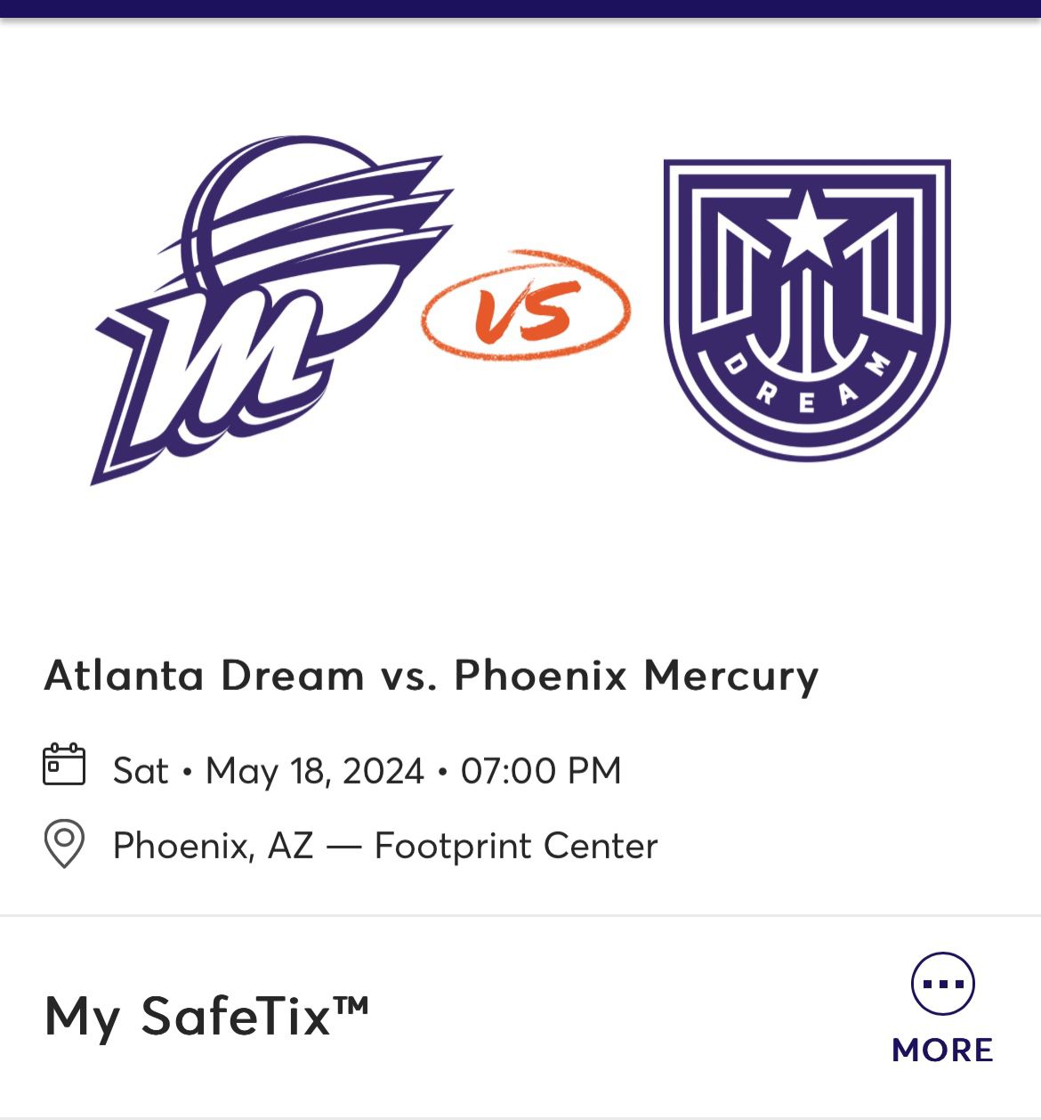 Phoenix Mercury Courtside Tonight 2 Tickets