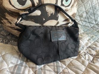 Coach Carly Mini Signature Baguette shoulder bag in black jacquard fabric Y2K