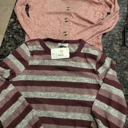 NEW SOFT PINK AND BURGUNDY SWEATERS