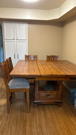 Solid Wood Counter Height Table & 8 Chairs