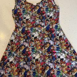 S Disney Dress Womens All Over Print Stretch Spandex Mickey Frozen Belle Lion King pinochio bambi ursula mermaid ariel thinker bell alice in wonderlan