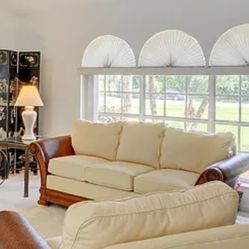 Leather Wicker Couch And Arm Chair