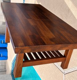 Wood Coffee Table with Storage Shelf