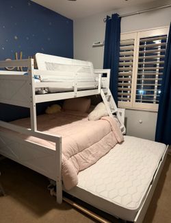 Convertible Twin-over-Full Bunk Bed with Twin Trundle – Converts into 2 Separate Beds