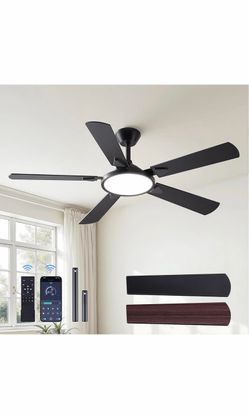 52 Inch Ceiling Fans with Lights and Remote/APP Control 3CСТ, Quiet DC Reversible, Dimmable, Easy Install,Modern Ceiling Fan for Bedroom, Living Room,