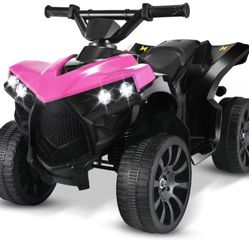 Electric Car Kids On Car for Kids, Toddler 6V ATV Power Wheels /1.86MPH Max Speed, Treaded Tires, Music, LED Headlights, Ideal for Toddlers 3+ (Pin