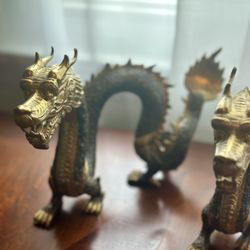 Vintage Chinese Solid Brass Feng Shui Foo Dogs Pair – Guardians of Prosperity and Protection
