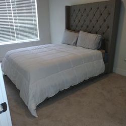 Noah Gray Fabric Bed 