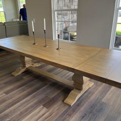 Florence Double 126" Pedestal Dining Table Rustic Smoke Coaster