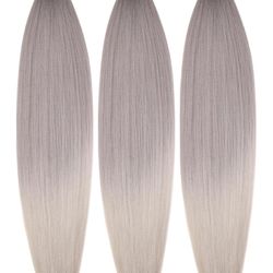 Pre stretched Ombre Grey Kanekalon Braiding Hair Extensions 26” *BRAND NEW*