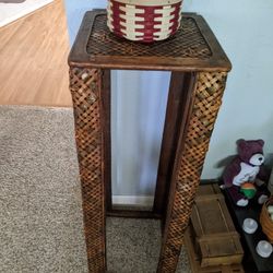  Mahogany Real Wood Accented With Wicker, Dark Stain Real Wood