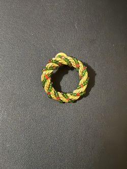 Vintage Gold and Green Braided Wreath Pin