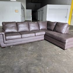 *Same Day Delivery Available!* 
Brown Leather Chaise Sectional