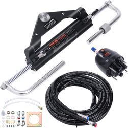 VEVOR 150HP Hydraulic Outboard Steering Kit Boat Marine System, Built-in Two-Way Lock Cylinder, 150HP Pump and High-Strength Nylon Hose for Single Sta