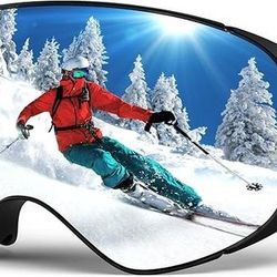 NEW Goggles Snow Ski Snowboarding Magnetic Side-Clip Over Glasses OTG Anti Fog 100% UV 400 Protection Magnetic Side-Clip - Black or Silver