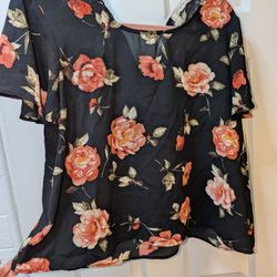 Flowy Floral Black Blouse 