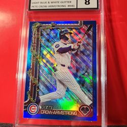 2025 Topps Holiday #H41 Pete Crow-Armstrong Light Blue & White Glitter Holiday UCG 8