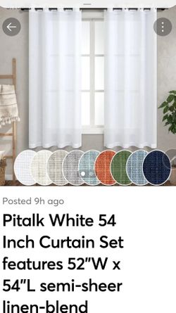 New-In-Package -White Pitalk Sheer Curtains 52x54