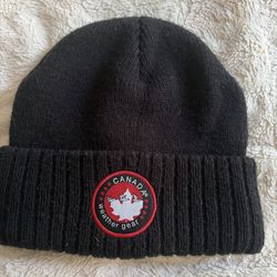 Canada Weather Gear Beanie Hat Black One Size Knitted Stretch Patriotic
