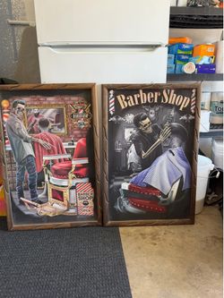 Barber Shop Wall Decor – Set of 2 Framed Pictures