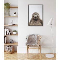 Simon Te. Sloth canvas art 33x23 frame