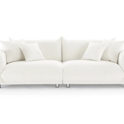 White Boucle Sofa 