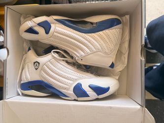 Air Jordan 14 White Blue Sneakers Size 9.5