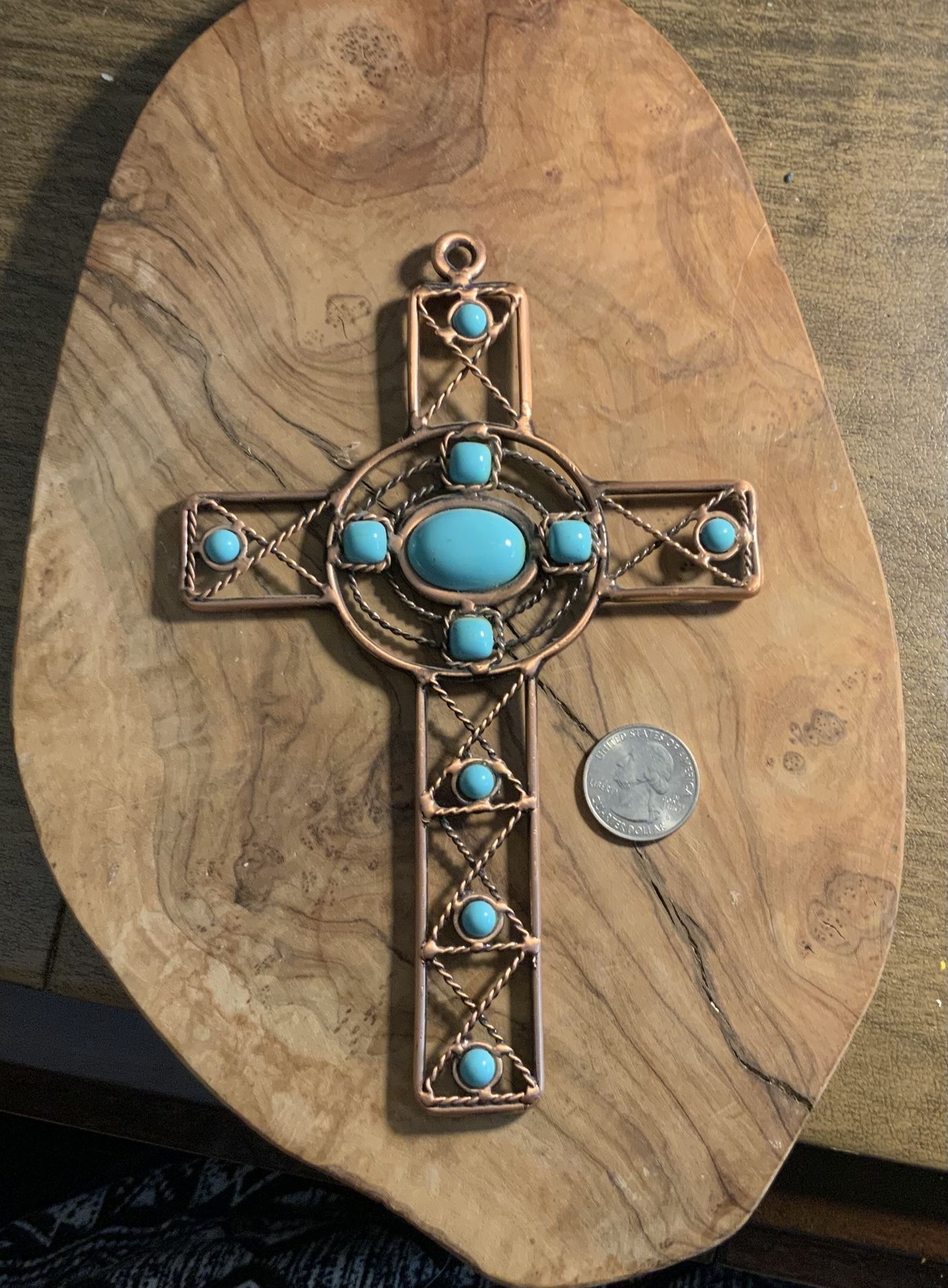 Turquoise And Copper Cross
