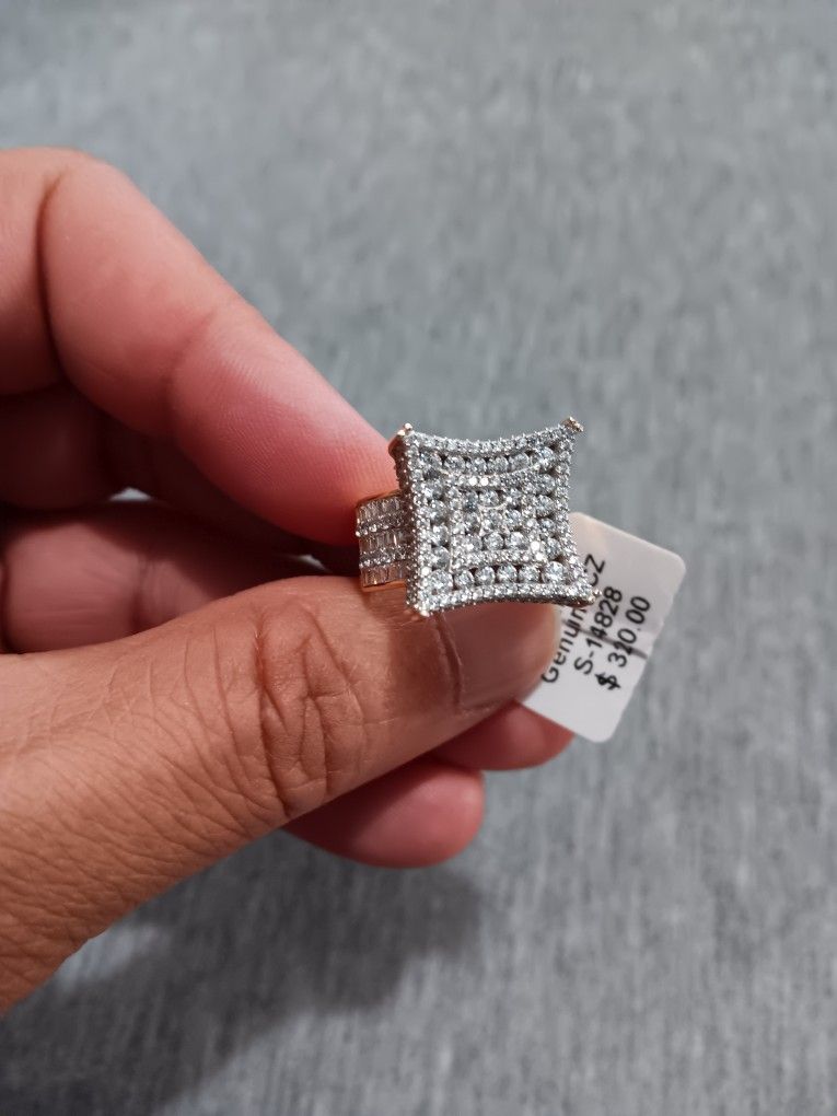 New Sterling Silver Micro Pave 18k Plated Rhodium Quality Ring
