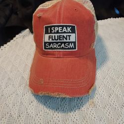 Vtg "I SPEAK FLUENT SARCASM " Distressed Baseball Cap