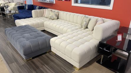 Velvet Double Chaise "U" Shape Section