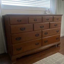 Vintage Dresser & Mirror Set With Night Stand 