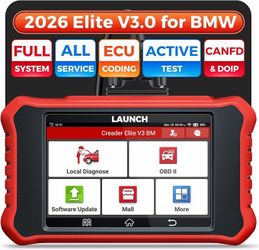 LAUNCH BMW Mini Copper OBD2 Scanner Bi-Directional Scan Tool, ECU Code, ABS EPB Battery Registration, SAS Throttle Relearn