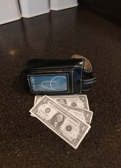 Black leather phone or and identification bag