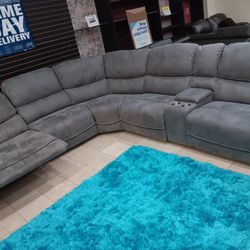 *Wow*---Alejandra Charming Gray Fabric Reclining Sectional Sofa---Delivery And Financing💪