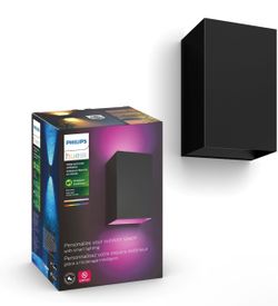 Philips Hue Resonate Outdoor Smart Wall Light, Black - White and Color Ambiance LED Color-Changing Light - 1 Pack - Requires Hue Bridge - Control with