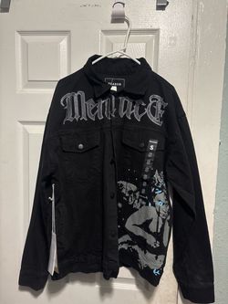 Reason Menace Black Denim Jacket Size S