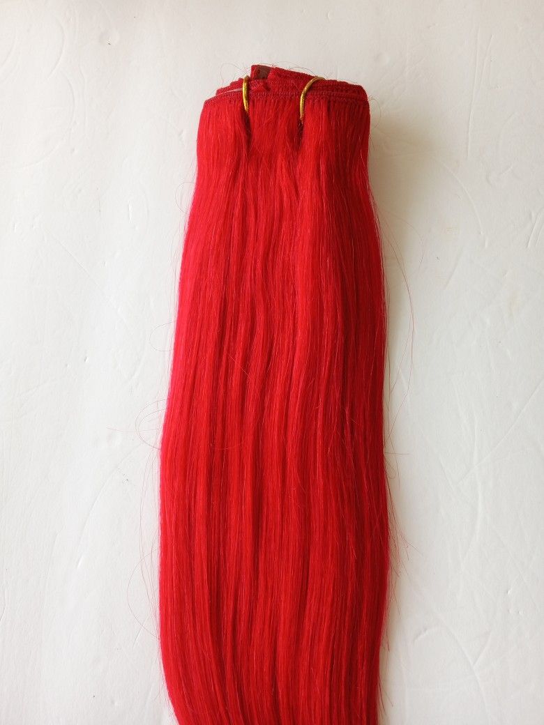 22" Red Thick Remy clip-on human hair extensions Get length & fullness