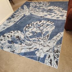 8x10 Area Rug Butterfly Blue Rug for Living Room Rugs