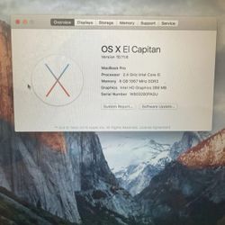 Apple MacBook Pro 15 Mid-2010 2.4GHz i5 8GB RAM 320GB HDD