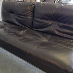 Modern Leather Sleeper Sofa + 2 Ottomans