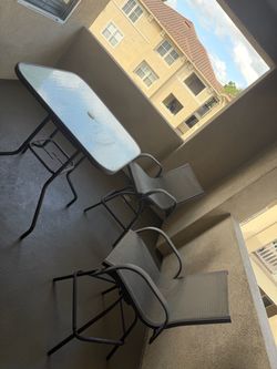 Outdoor Patio Set – Glass Table & 2 Chairs