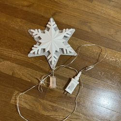 White & Silver Light-Up Snowflake Tree Topper