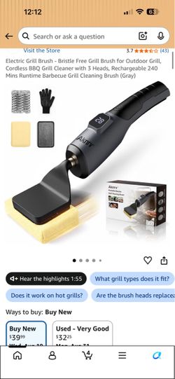 Aknrv Electric Bristle-Free BBQ Grill Cleaning Brush